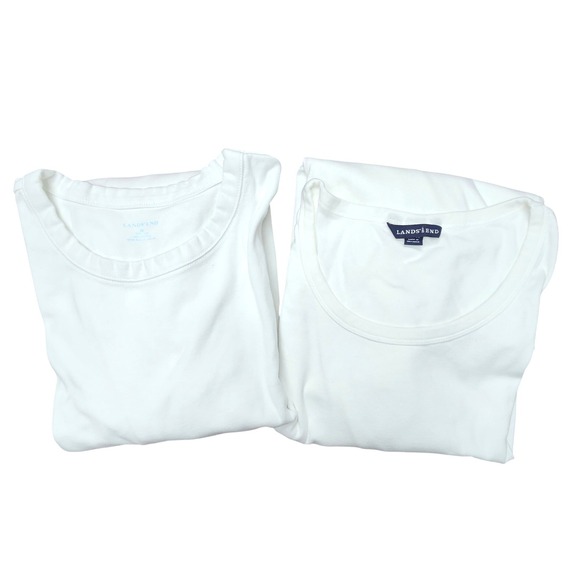 Lands' End Tops - Lands End Long Sleeve T-Shirt Lot Women 2X White Excellent 100% Cotton Crewneck